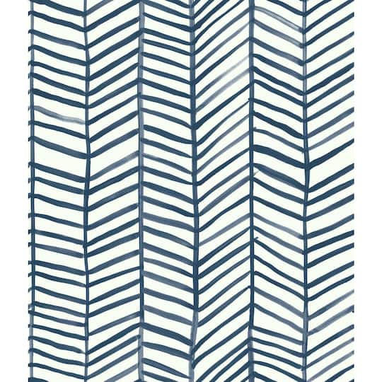 RoomMates Cat Coquillette Herringbone Peel & Stick Wallpaper in Navy Blue/White | 20.5" x 16.5ft | Michaels®